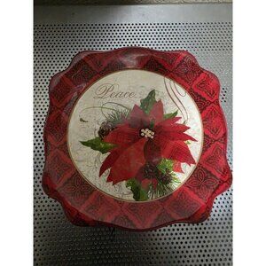 Cracker Barrel Season Of Peace Salad Plate Poinsettia Holiday Christmas NEW